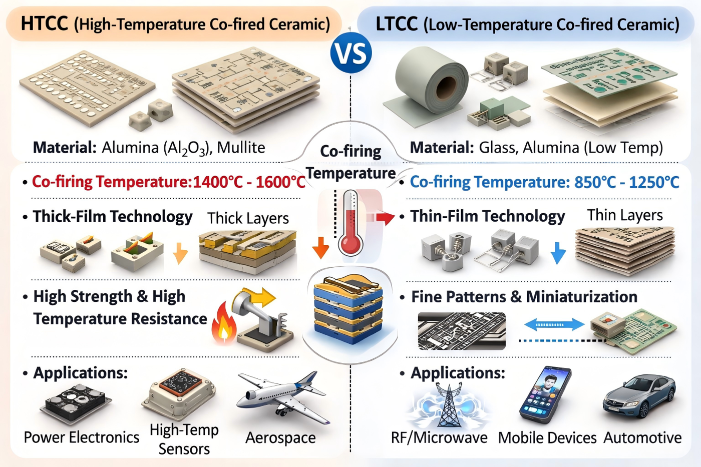 HTCC vs. LTCC: A Comparative Guide to Ceramic Technologies